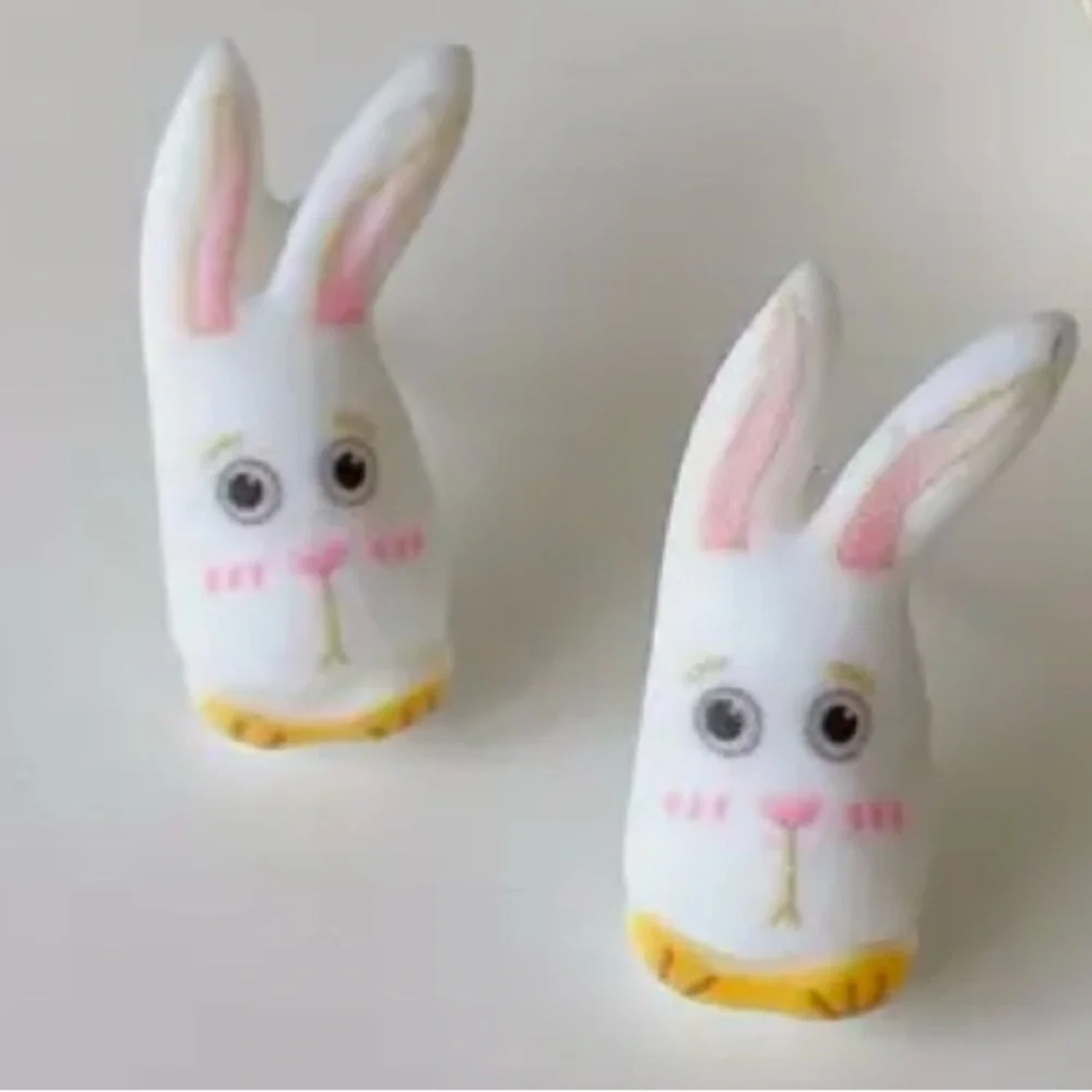 Funny Bunny Cartoon Caricature Rabbit Hare Easter Spring Whimsical Eclectic Stud